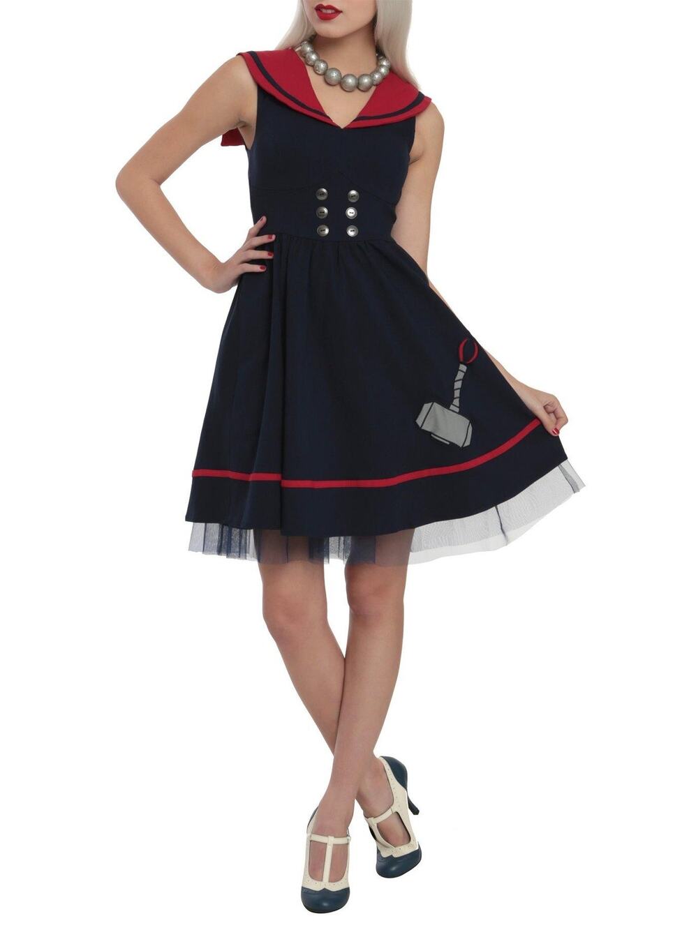 Marvel Her Universe Limited Edition Thor Hammer Sailor Dress Retro Pinup L